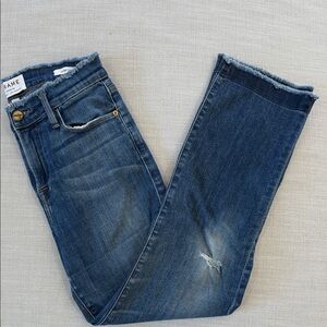 Frame Denim Women's Distressed Blue Ankle Jeans LE high straight